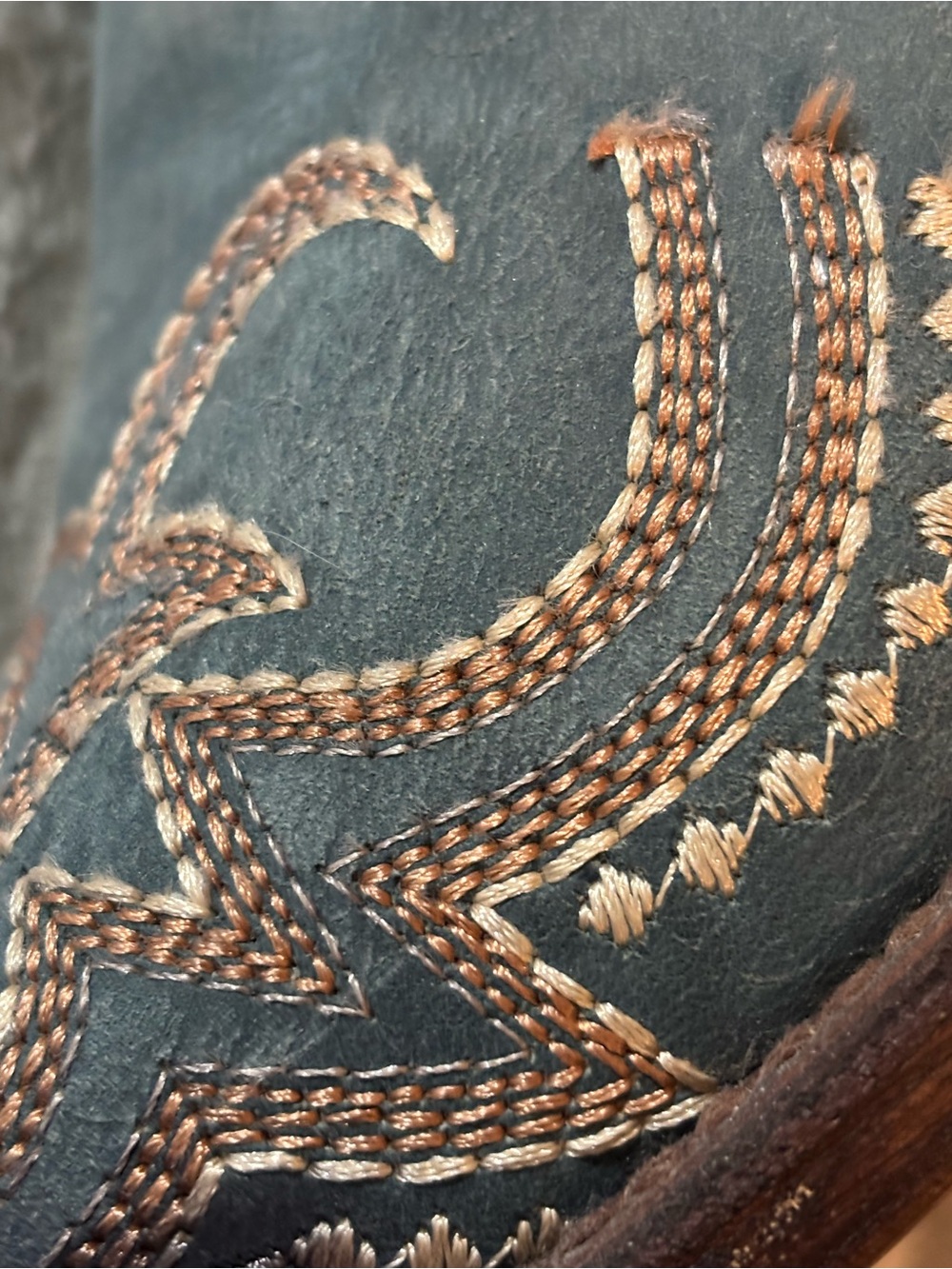 Embroidered Western Leather Cowboy Boots - Blue with Tan Stitching- Circle G - Picture 4 of 7